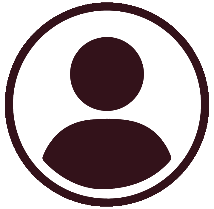 User profile icon featuring a simple silhouette of a person within a circular border