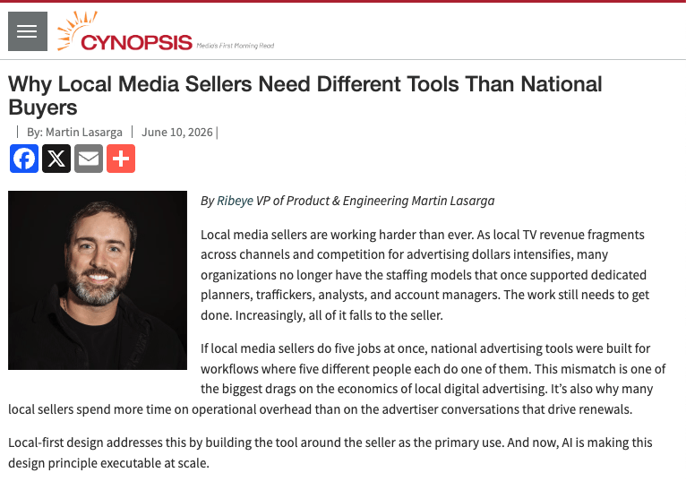 Martin Lasarga in Cynopsis: Local Media Sellers Need Different Tools Than National Buyers